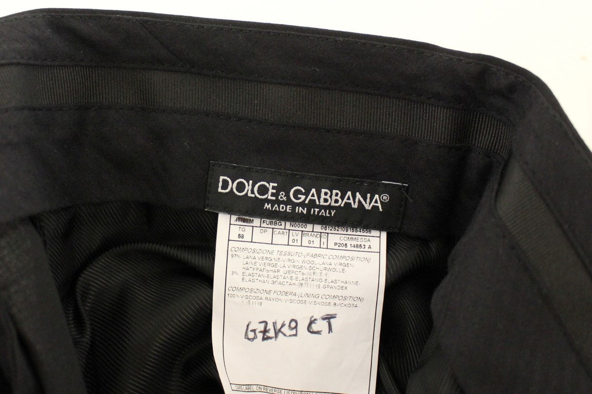 Pantalon élégant plissé en laine noire Dolce &amp; Gabbana