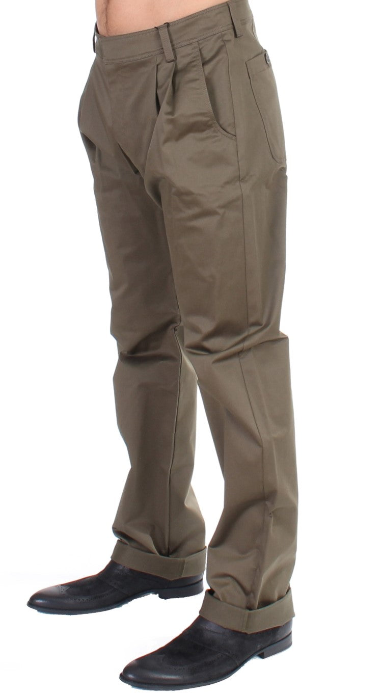 Pantalon coupe droite élégant et confortable vert GF Ferre