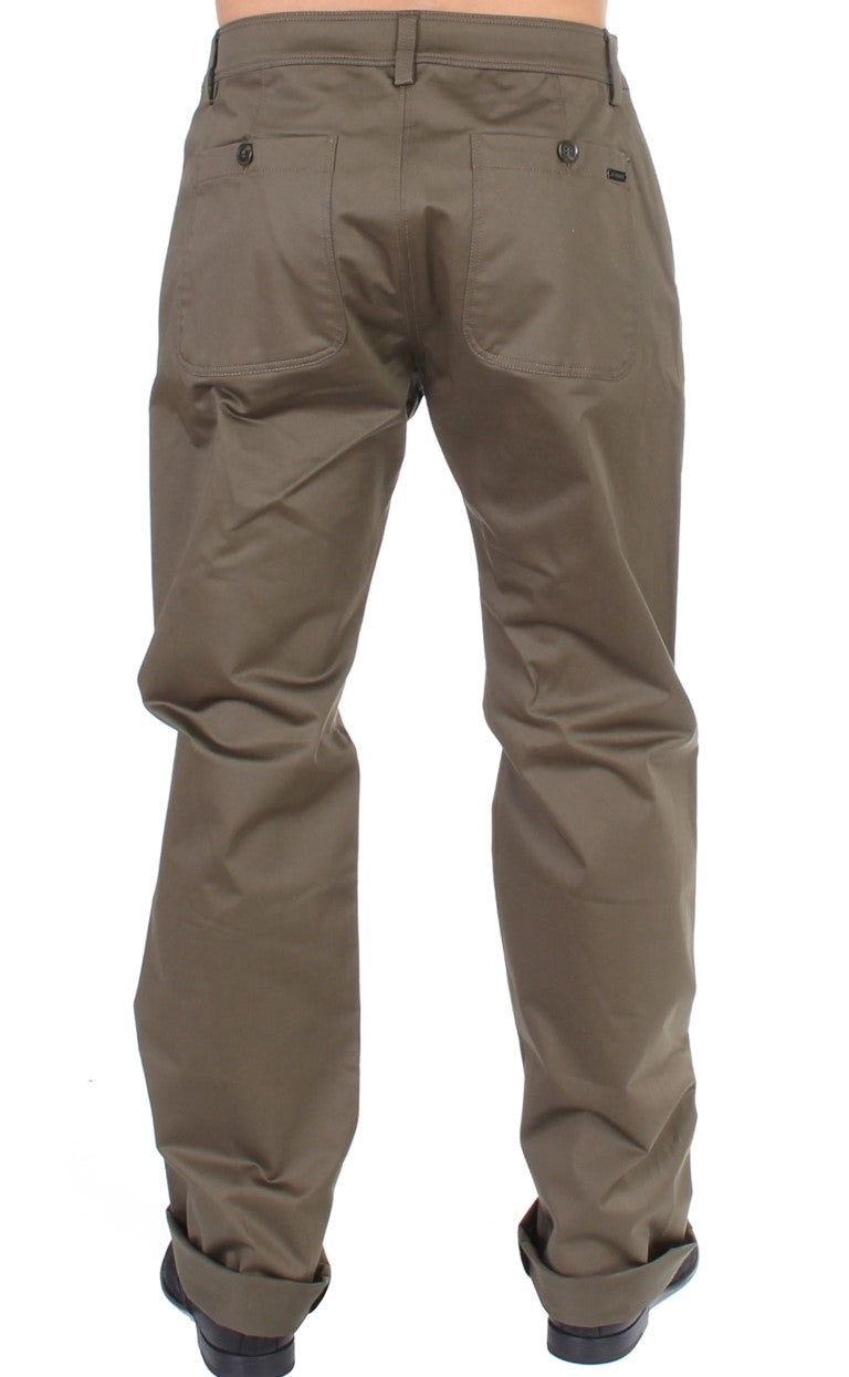 Pantalon coupe droite élégant et confortable vert GF Ferre