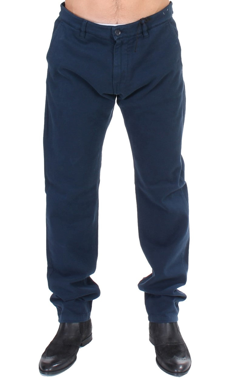 Pantalon chino en coton stretch bleu élégant GF Ferre