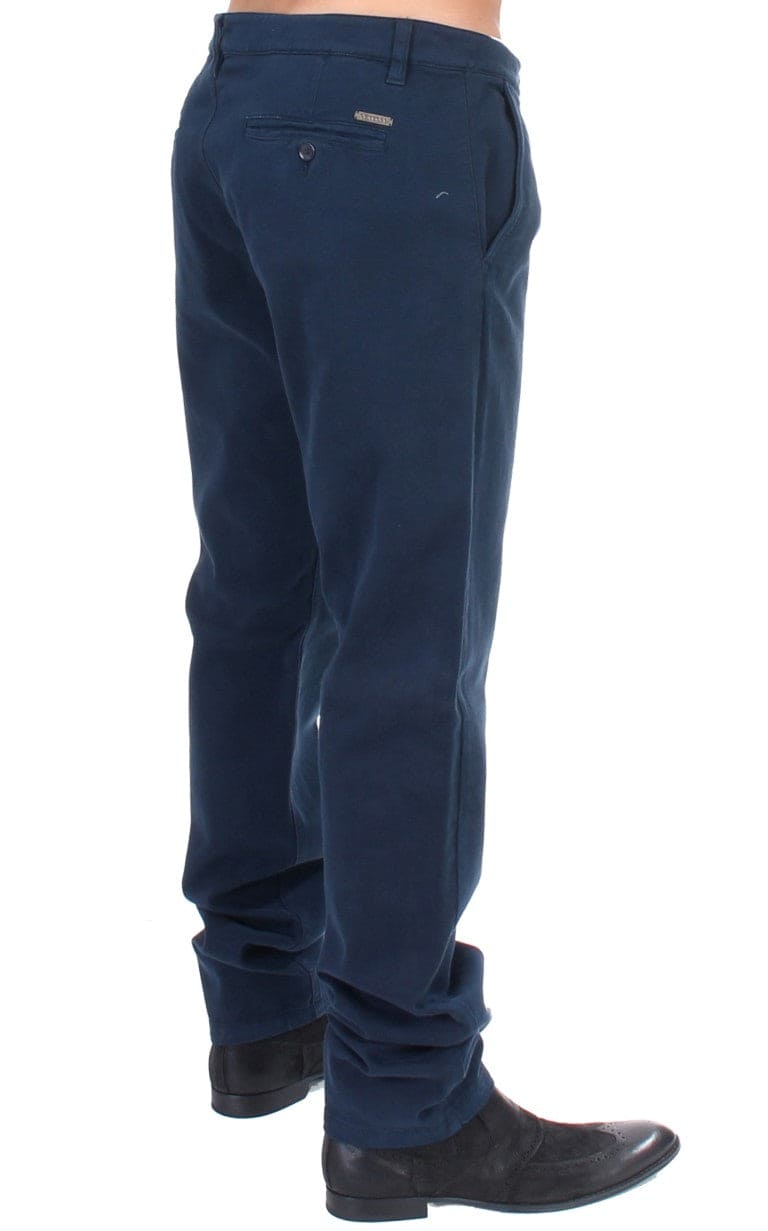 Pantalon chino en coton stretch bleu élégant GF Ferre