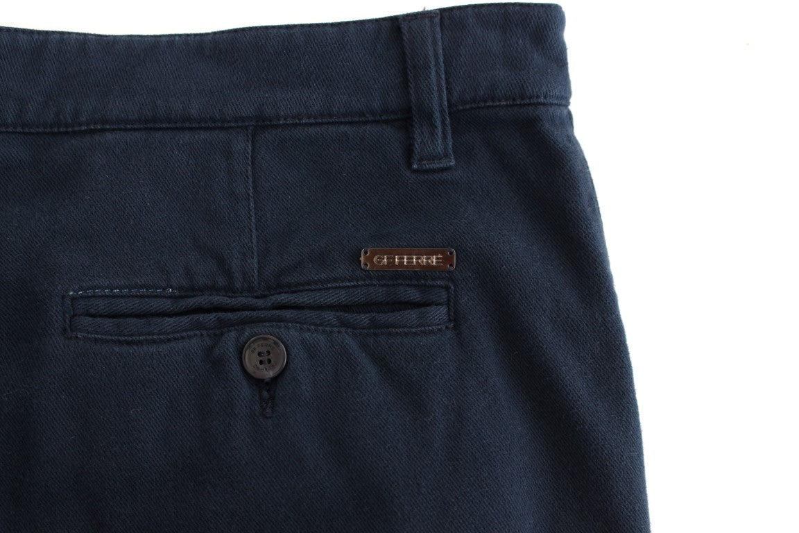 Pantalon chino en coton stretch bleu élégant GF Ferre