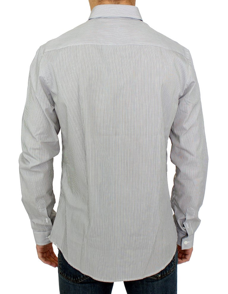 Camisa informal de algodón a rayas grises elegante de GF Ferre