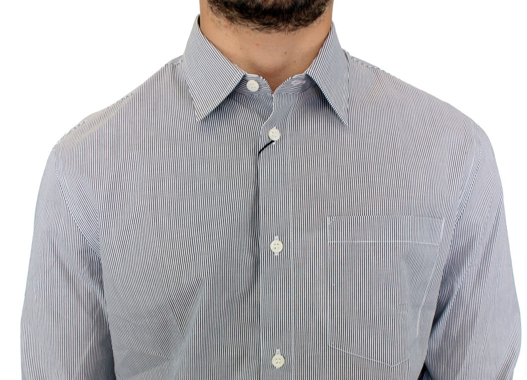 Camisa informal de algodón a rayas grises elegante de GF Ferre