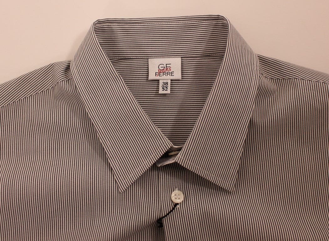 Camisa informal de algodón a rayas grises elegante de GF Ferre