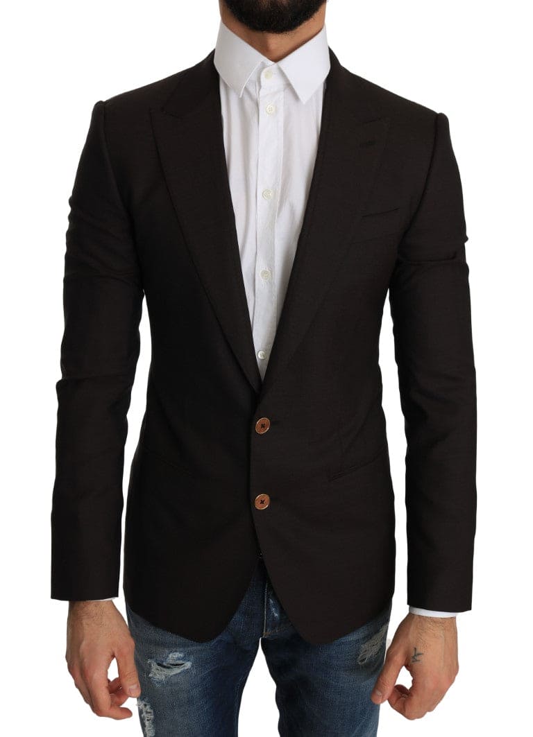 Veste blazer slim en laine vierge marron Dolce &amp; Gabbana