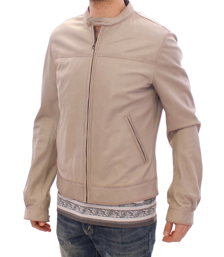 Chaqueta elegante de piel de cordero color beige de Dolce &amp; Gabbana