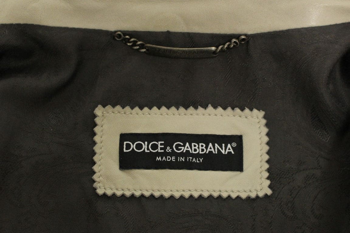 Chaqueta elegante de piel de cordero color beige de Dolce &amp; Gabbana