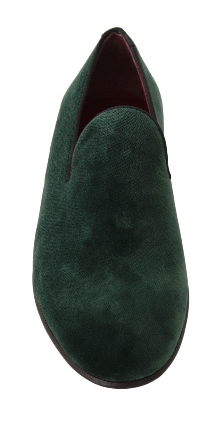 Mocassins élégants à enfiler en daim vert Dolce &amp; Gabbana