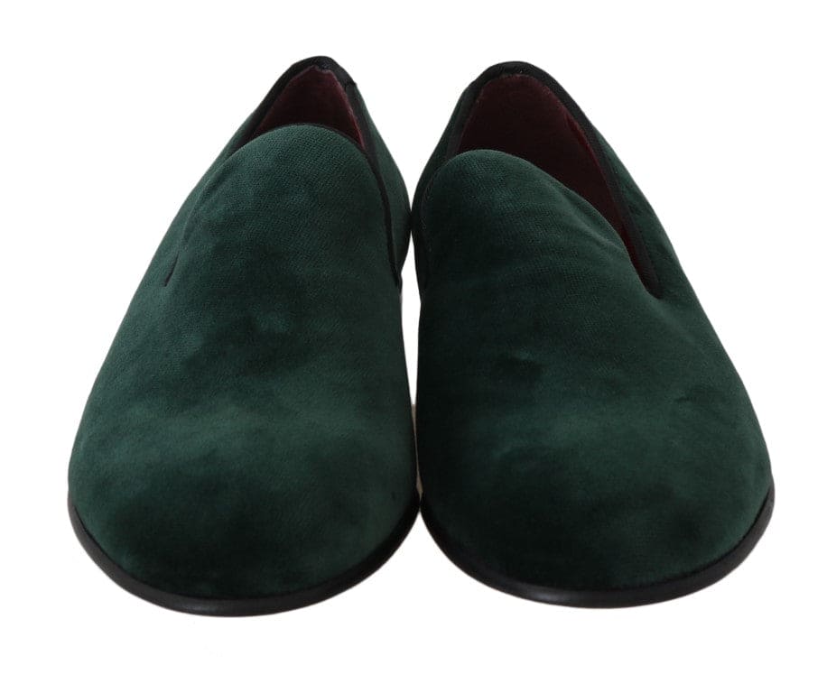 Mocassins élégants à enfiler en daim vert Dolce &amp; Gabbana