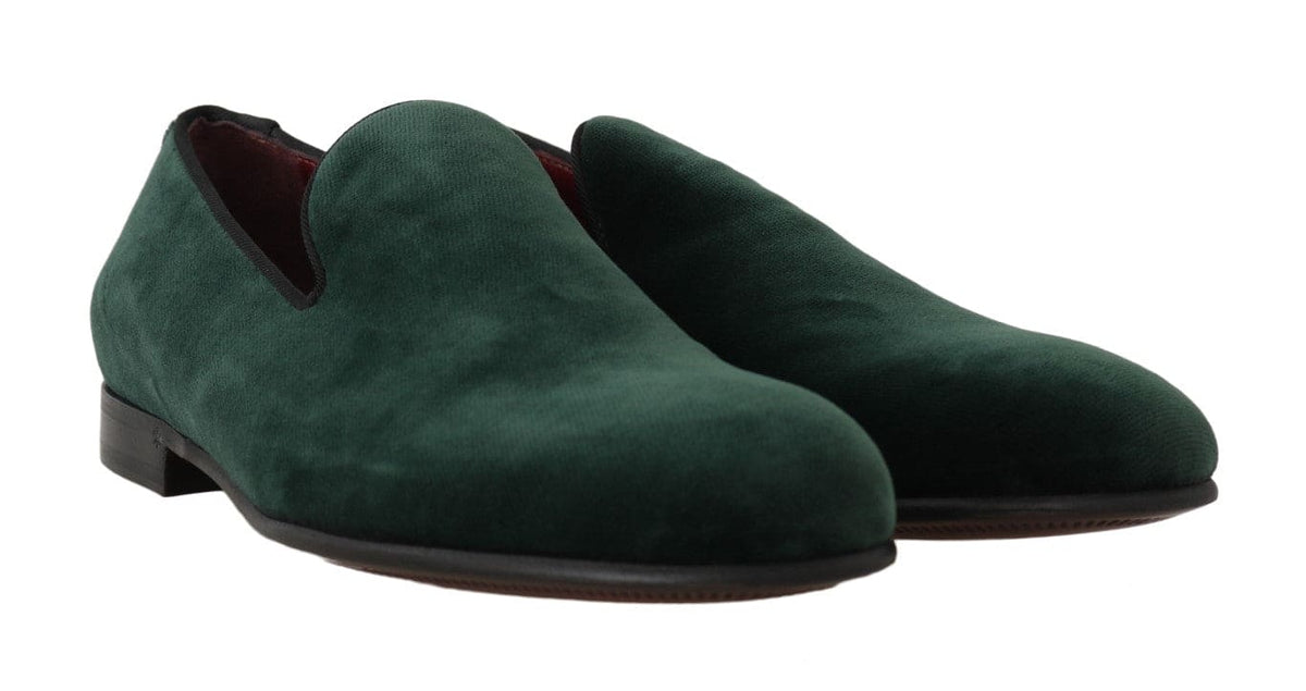 Mocassins élégants à enfiler en daim vert Dolce &amp; Gabbana