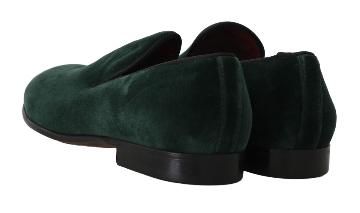 Mocassins élégants à enfiler en daim vert Dolce &amp; Gabbana