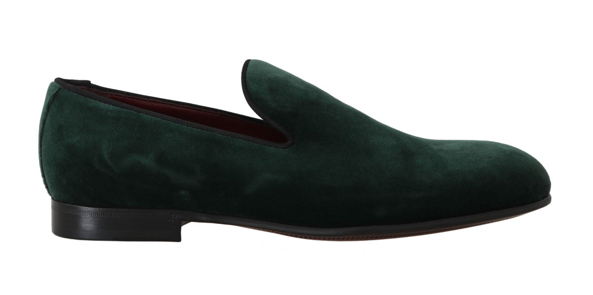 Mocassins élégants à enfiler en daim vert Dolce &amp; Gabbana