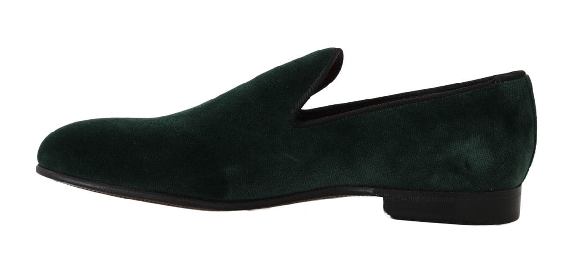 Mocassins élégants à enfiler en daim vert Dolce &amp; Gabbana