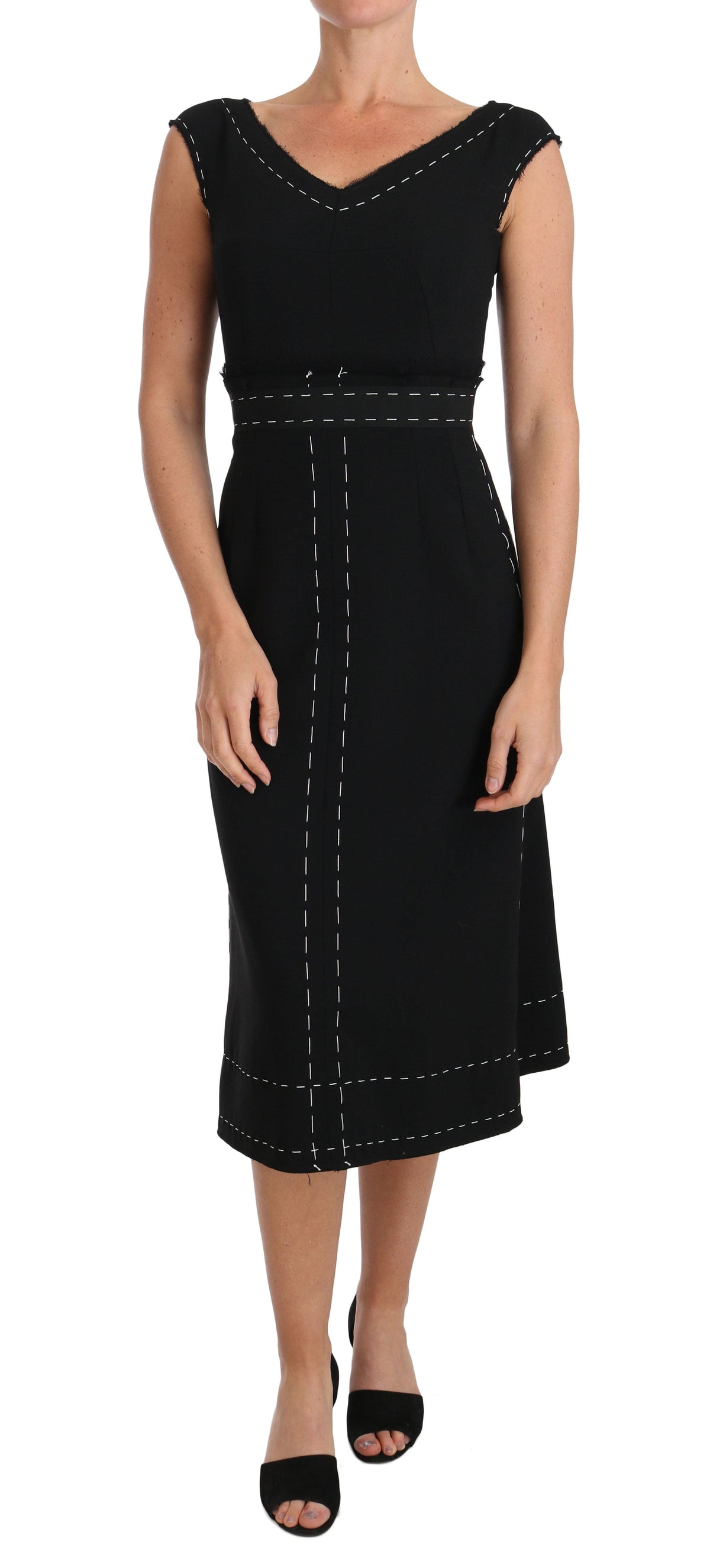 Robe fourreau en laine noire élégante Dolce &amp; Gabbana