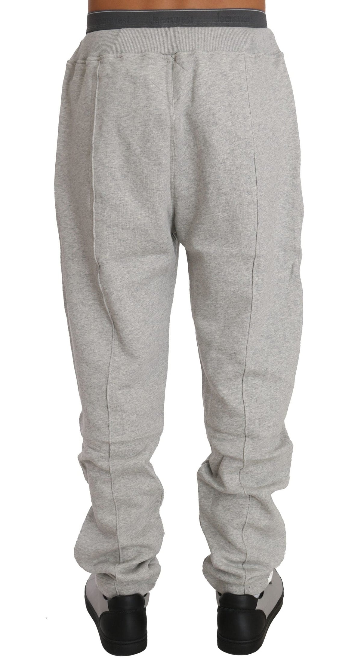 Billionaire Italian Couture Elegant Gray Cotton Sweatsuit Ensemble