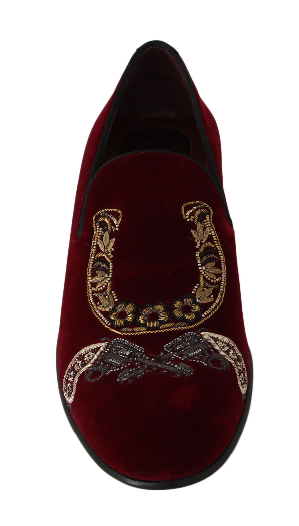 Mocassins pour homme Dolce &amp; Gabbana en velours bordeaux à paillettes