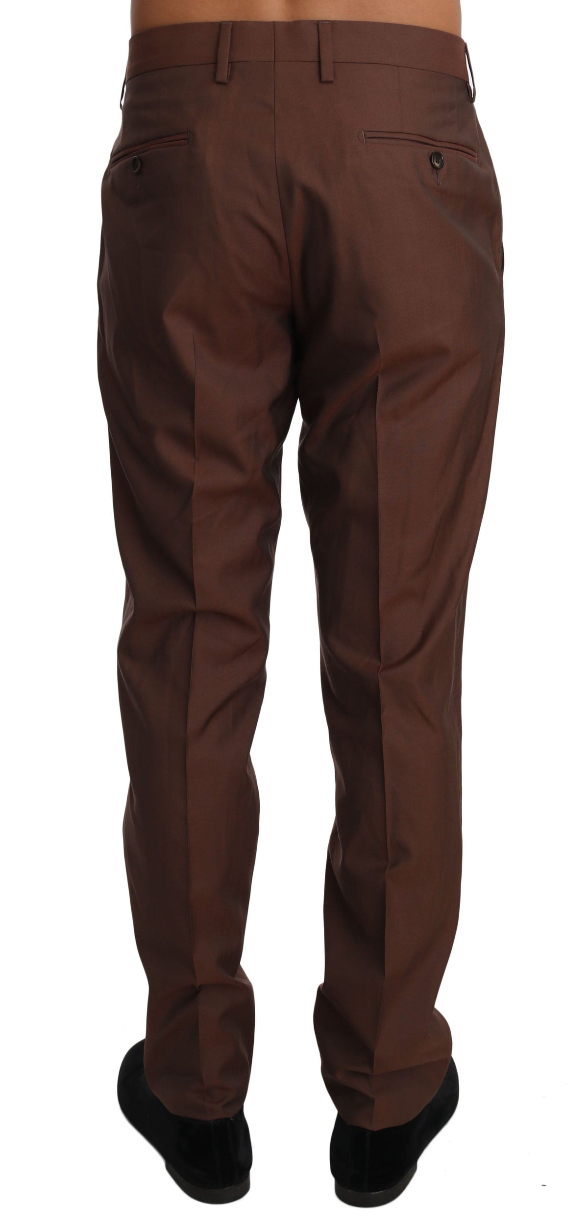 Pantalon habillé élégant en laine et soie marron Dolce &amp; Gabbana