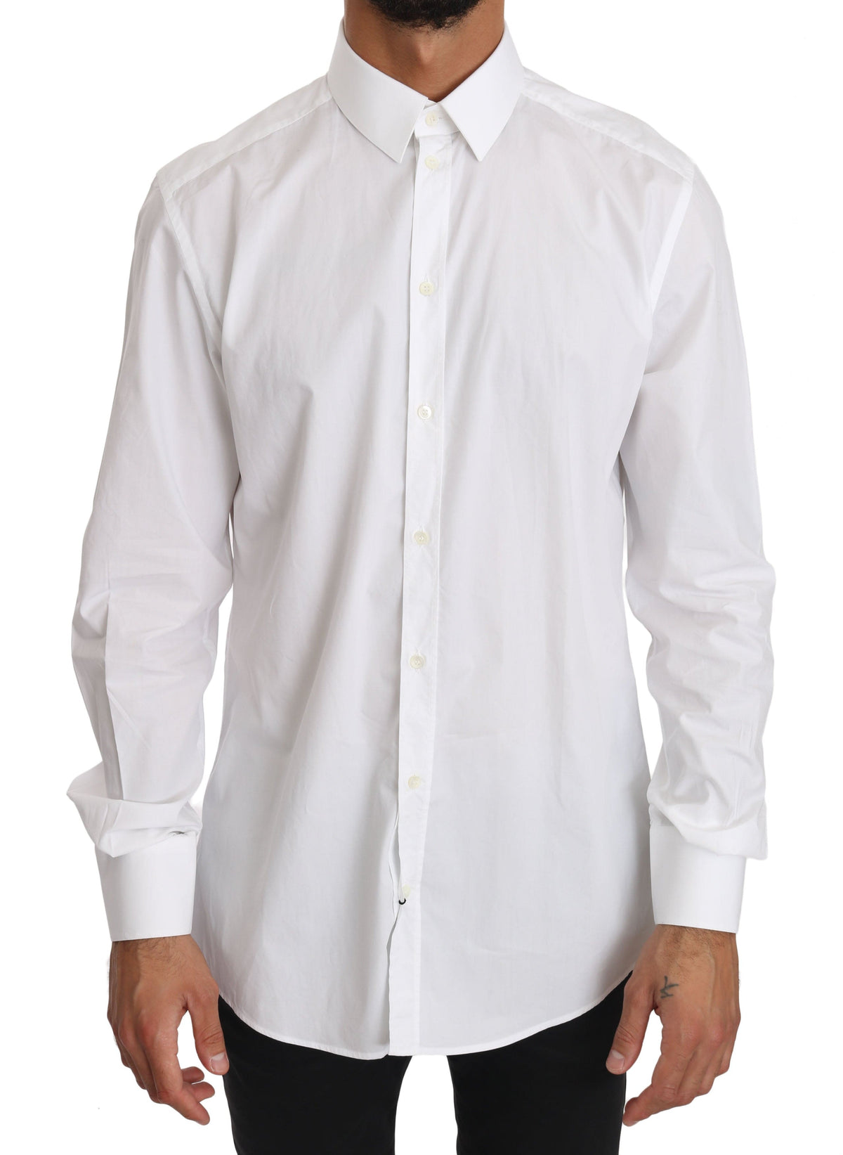 Camisa de vestir elegante de corte entallado en blanco puro de Dolce &amp; Gabbana