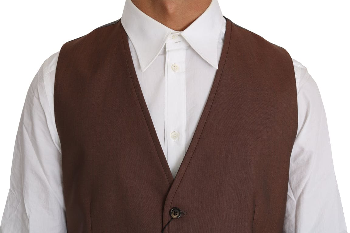 Gilet formel élégant Dolce &amp; Gabbana en bronze et gris coupe slim