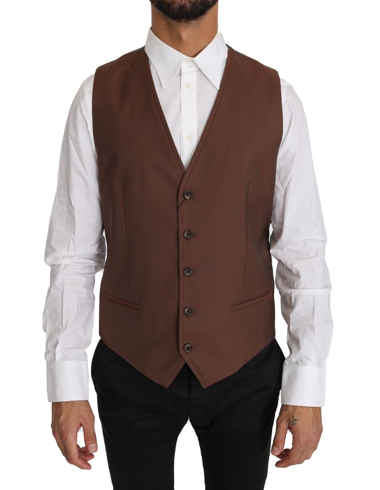 Gilet formel élégant Dolce &amp; Gabbana en bronze et gris coupe slim