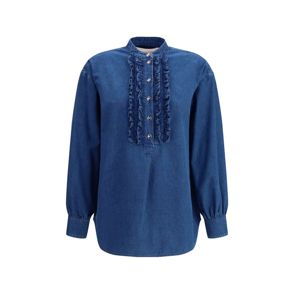 Valentino Pap Ruffle denim Shirts