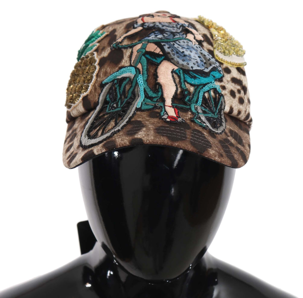 Casquette de baseball élégante à paillettes et motif léopard Dolce &amp; Gabbana