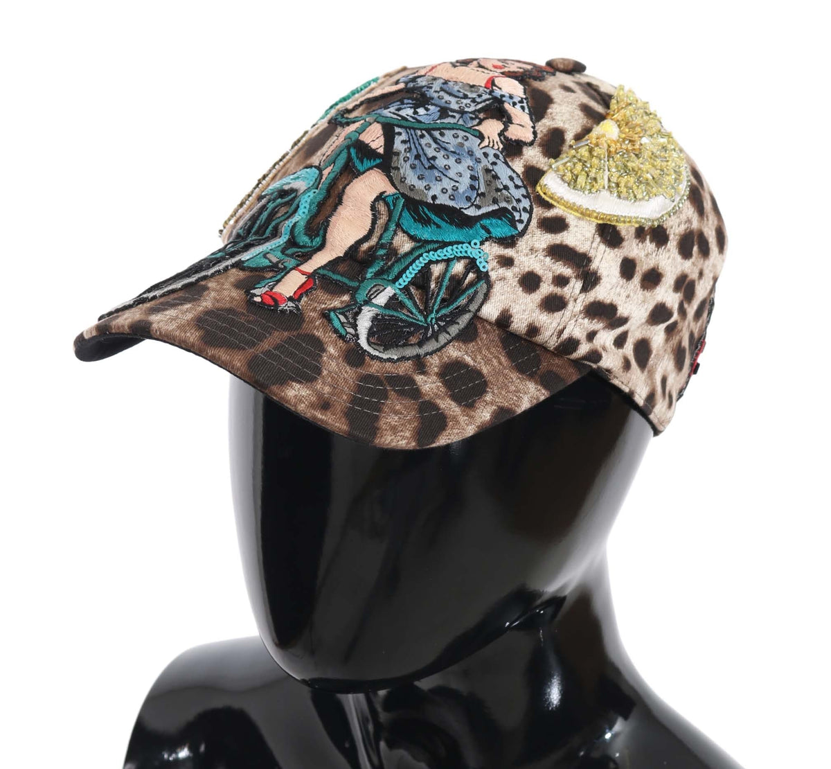 Casquette de baseball élégante à paillettes et motif léopard Dolce &amp; Gabbana