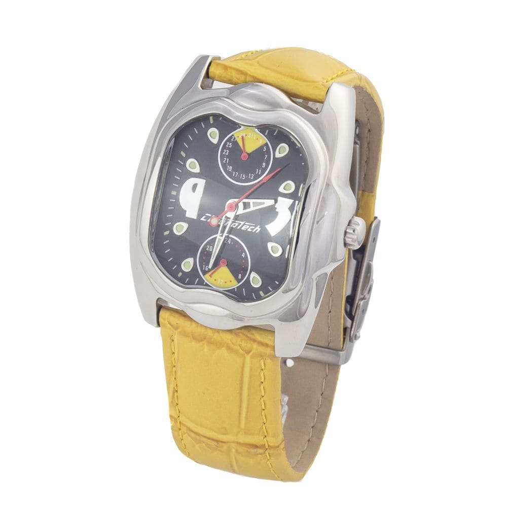 Chronotech Yellow Leather Watch