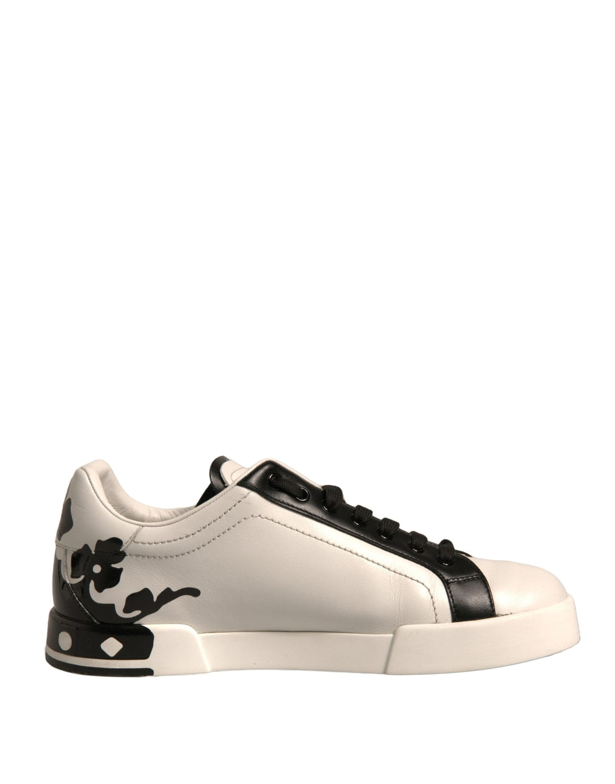 Dolce & Gabbana White Black Leather Crown Milano Sneakers Shoes