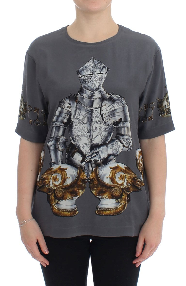 Blusa de seda Enchanted Sicily de Dolce &amp; Gabbana con estampado de caballeros