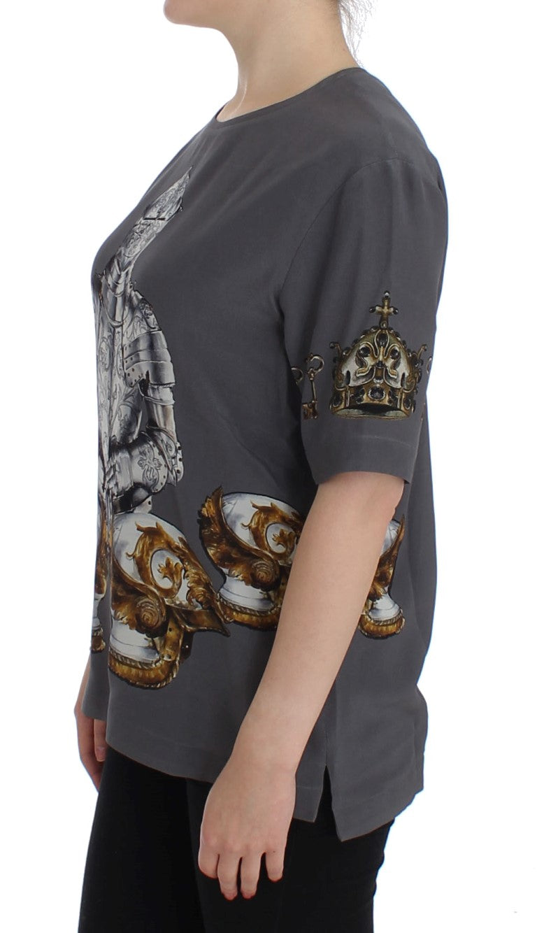 Blusa de seda Enchanted Sicily de Dolce &amp; Gabbana con estampado de caballeros