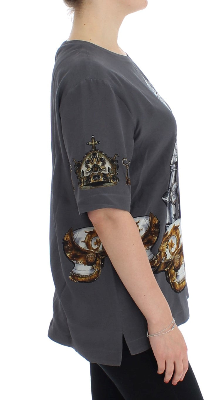 Blusa de seda Enchanted Sicily de Dolce &amp; Gabbana con estampado de caballeros