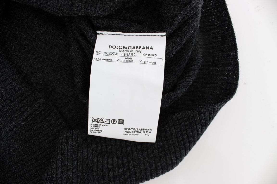 Pull cardigan élégant en laine grise Dolce &amp; Gabbana