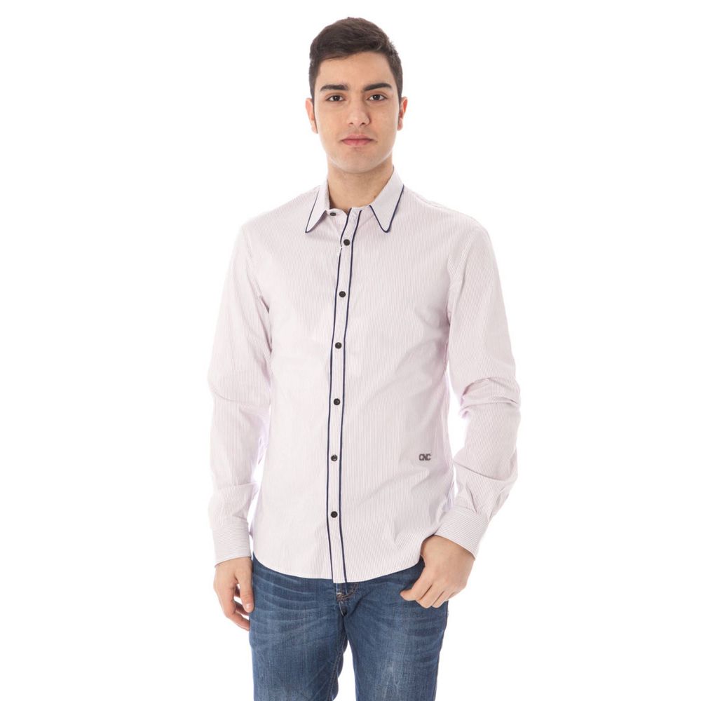 Camisa elegante de cuello italiano de manga larga color rosa de estilo nacional