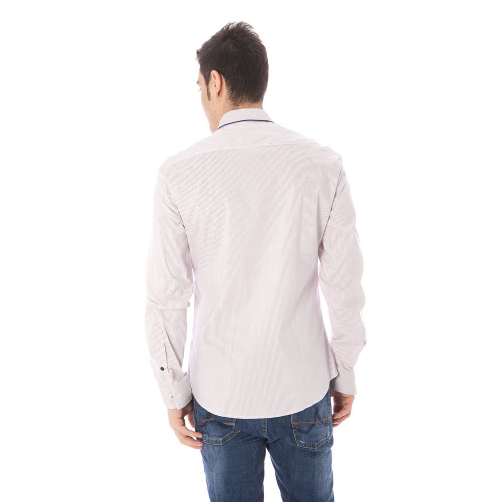 Camisa elegante de cuello italiano de manga larga color rosa de estilo nacional