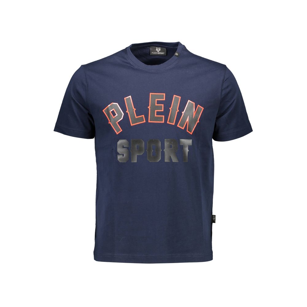 Camiseta deportiva azul atlética de cuello redondo con detalle de logotipo de Plein Sport