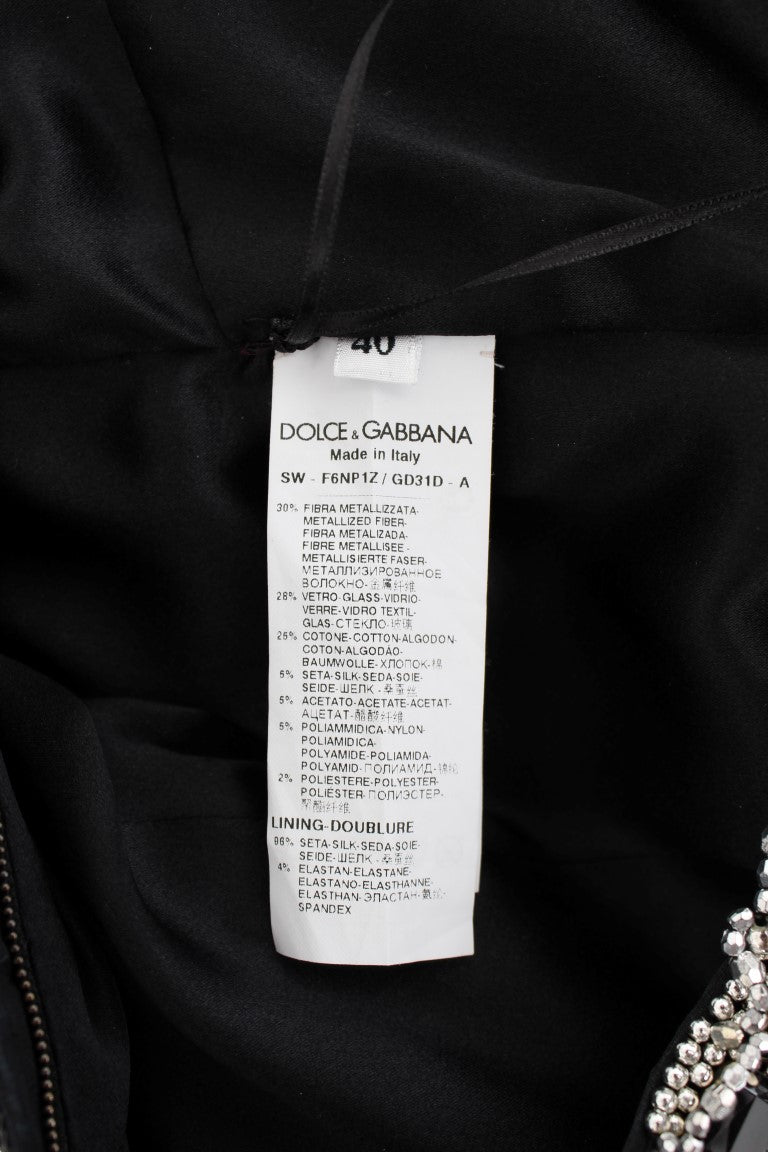 Vestido recto adornado con cristales plateados de Dolce &amp; Gabbana Obra maestra