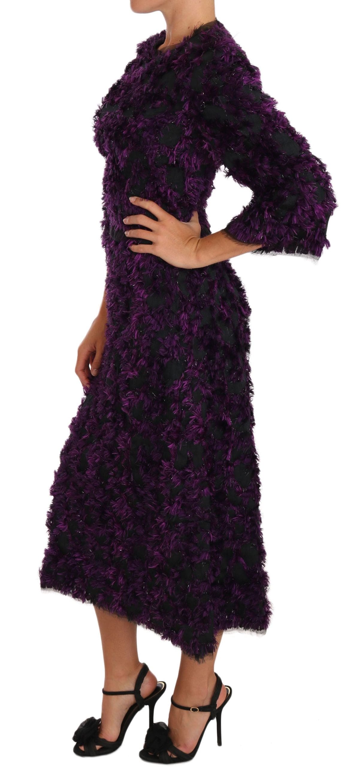 Robe fourreau élégante à franges Dolce &amp; Gabbana en violet et noir