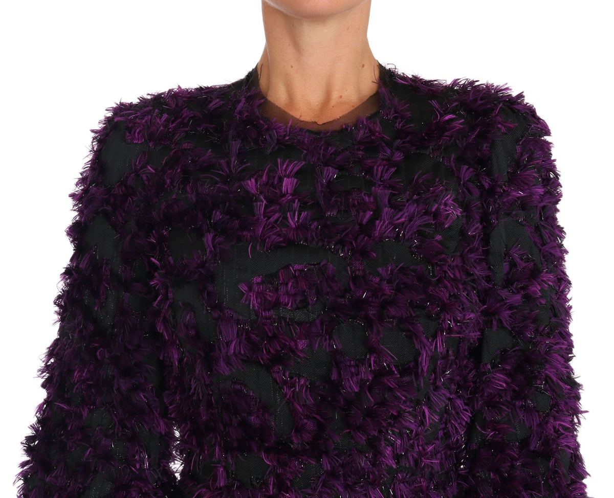 Robe fourreau élégante à franges Dolce &amp; Gabbana en violet et noir