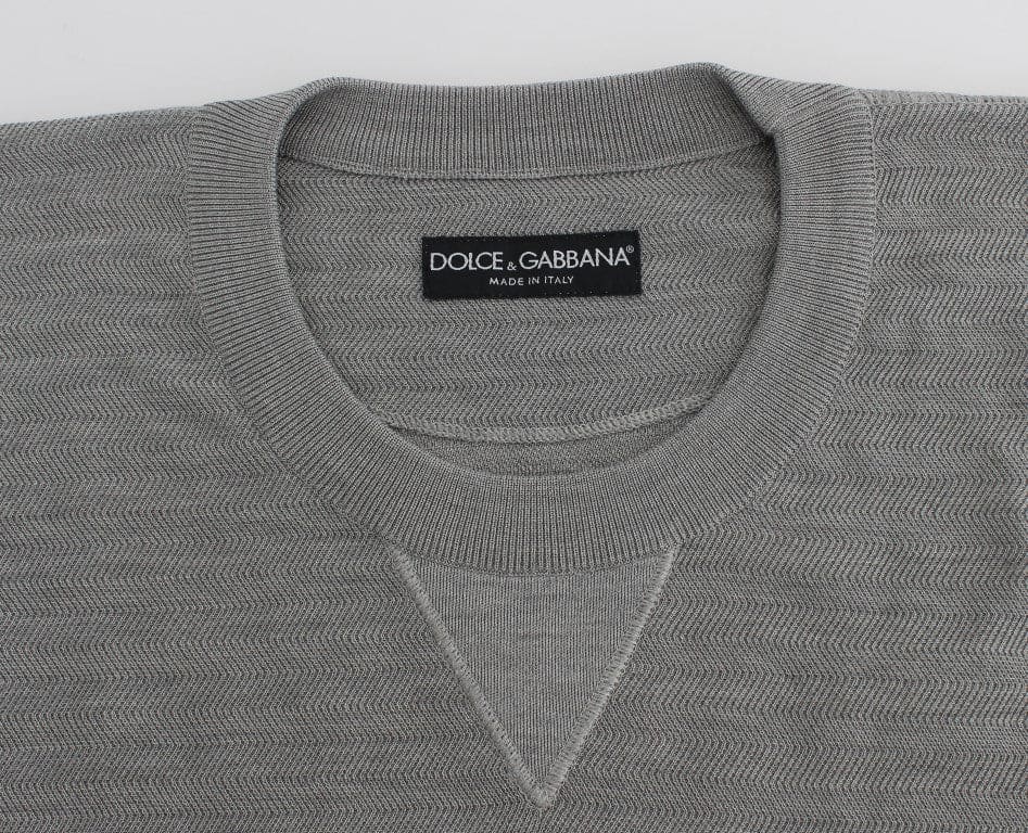 Pull ras du cou en soie gris élégant Dolce &amp; Gabbana