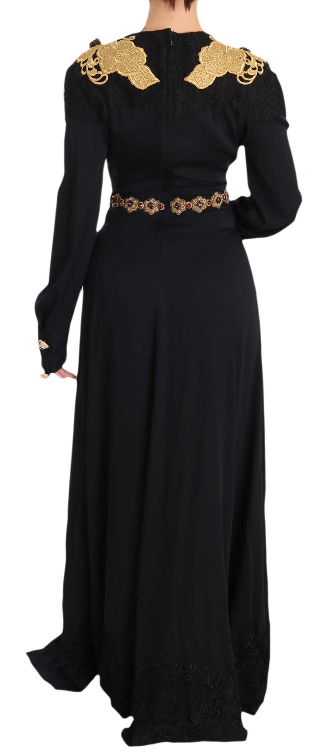 Robe longue noire élégante Dolce &amp; Gabbana avec détails dorés