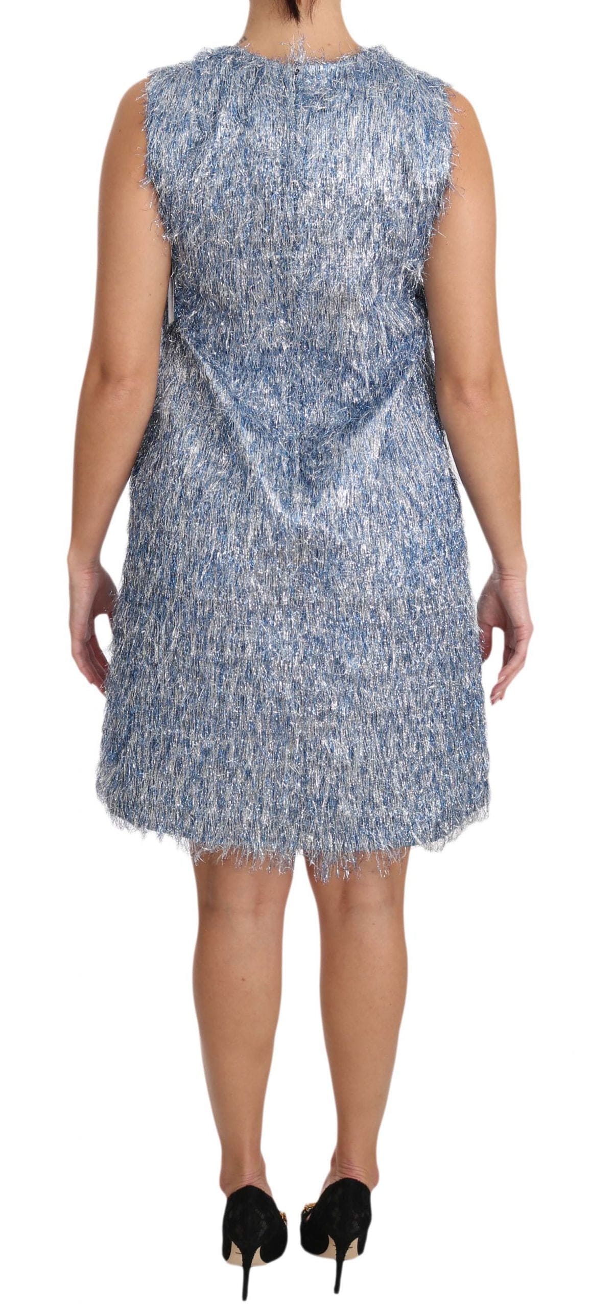 Robe droite élégante à franges bleu clair Dolce &amp; Gabbana