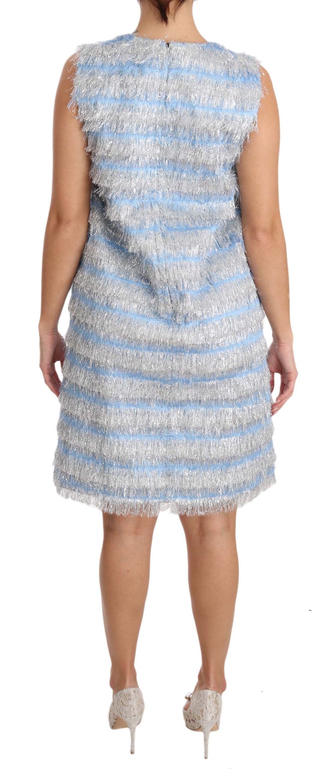 Robe droite élégante à franges bleu clair Dolce &amp; Gabbana