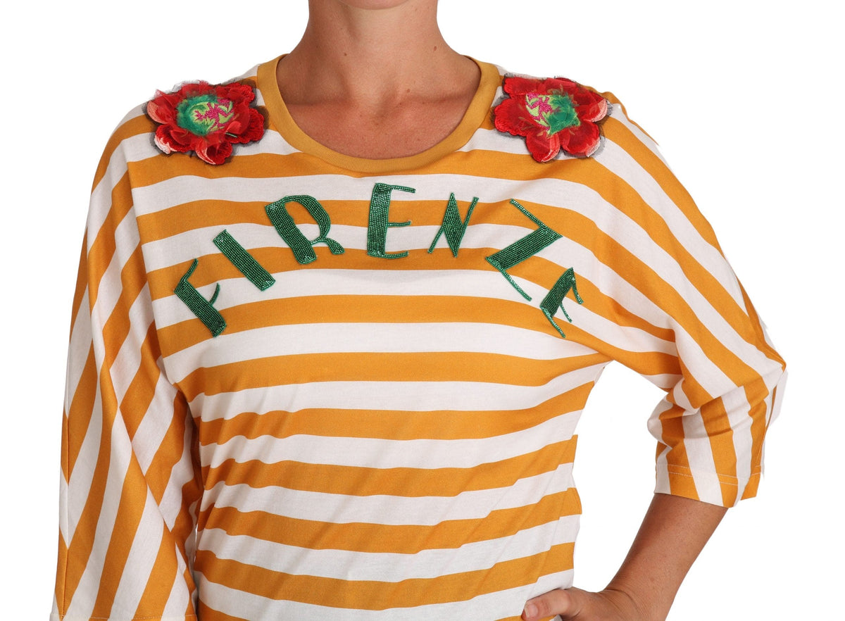 Blusa con lentejuelas FIRENZE de Dolce &amp; Gabbana en naranja y blanco