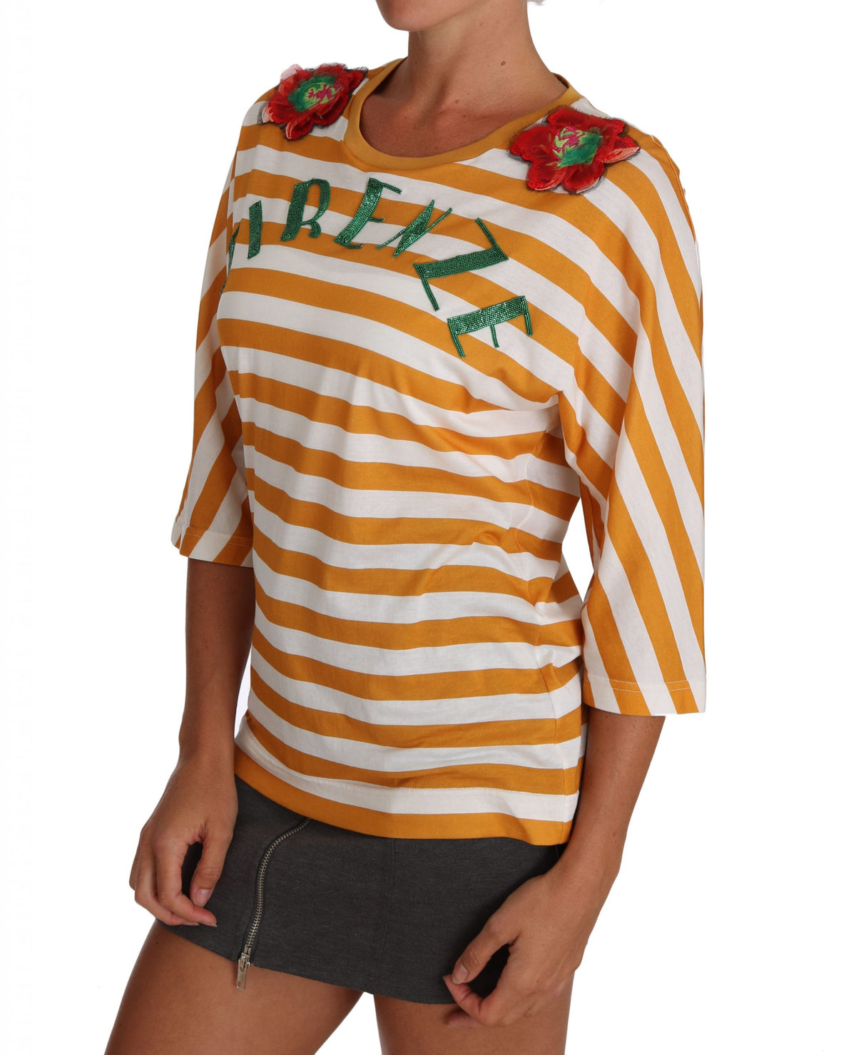 Blusa con lentejuelas FIRENZE de Dolce &amp; Gabbana en naranja y blanco