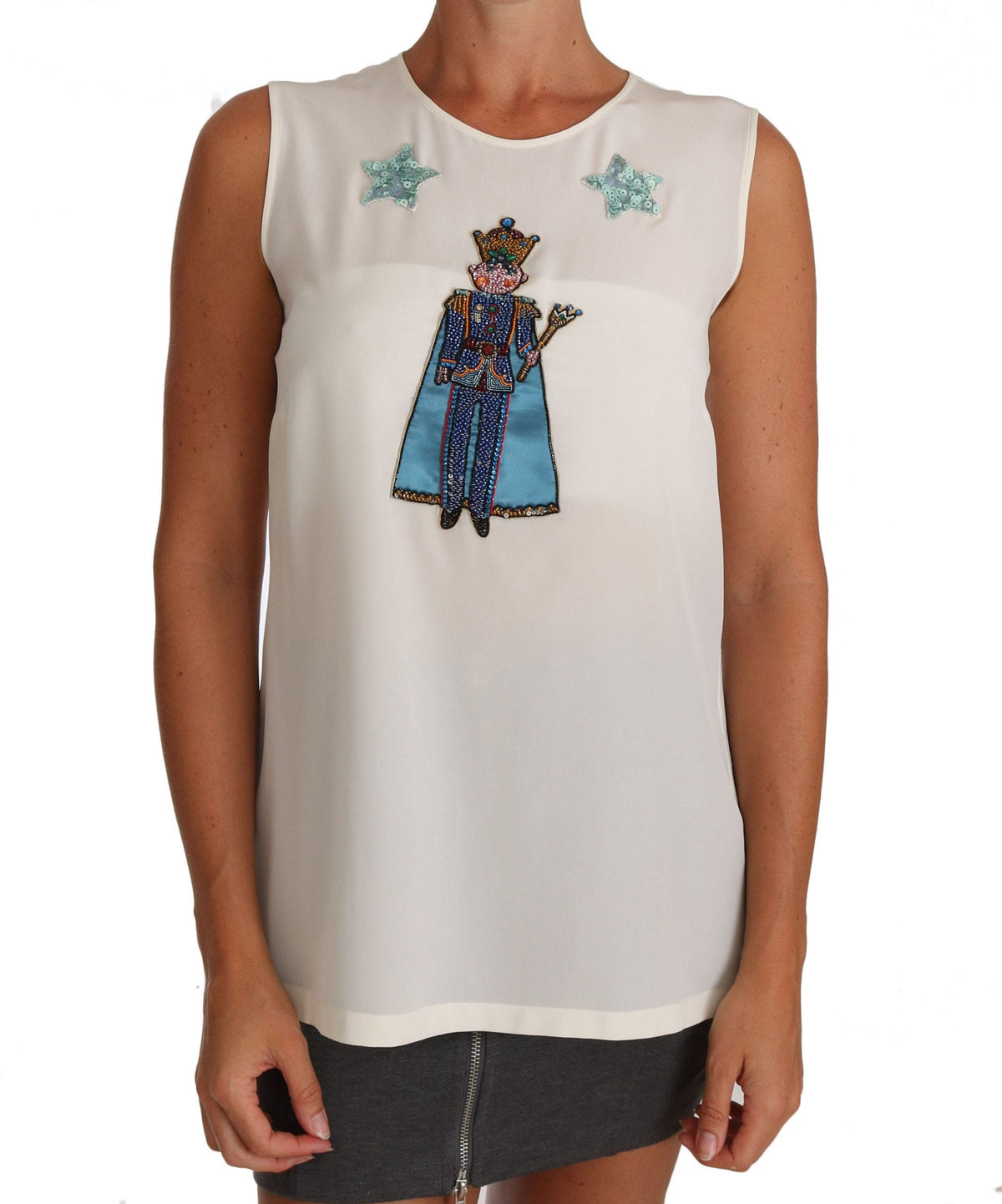 Blusa sin mangas de seda con lentejuelas Enchanted de Dolce &amp; Gabbana