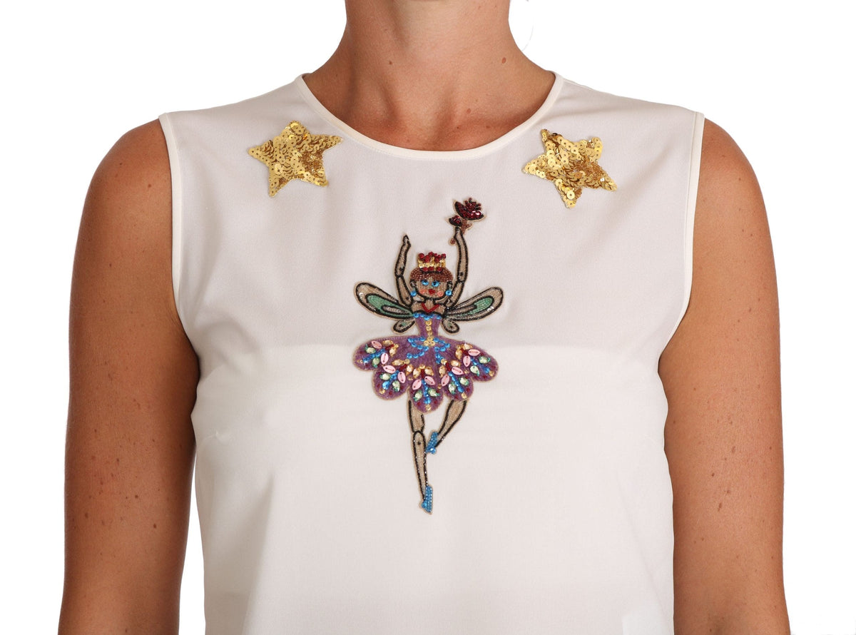 Blusa de seda adornada con cristales Enchanted de Dolce &amp; Gabbana