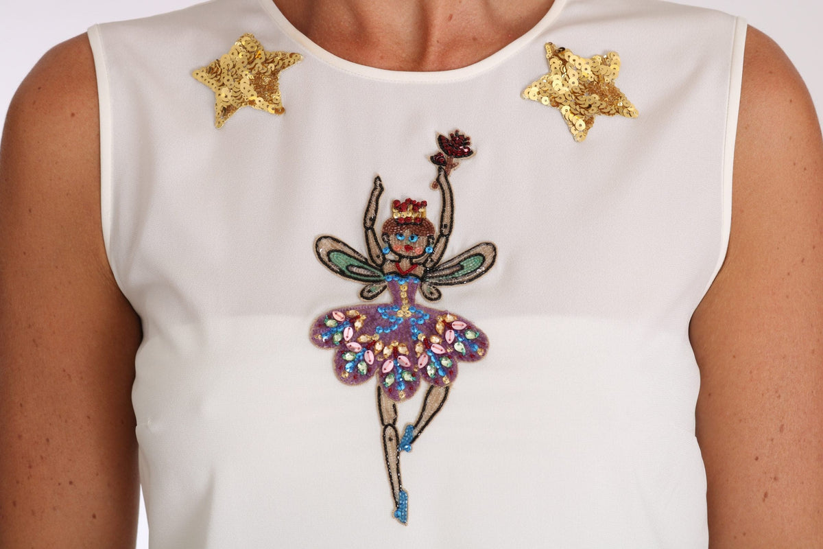 Blusa de seda adornada con cristales Enchanted de Dolce &amp; Gabbana