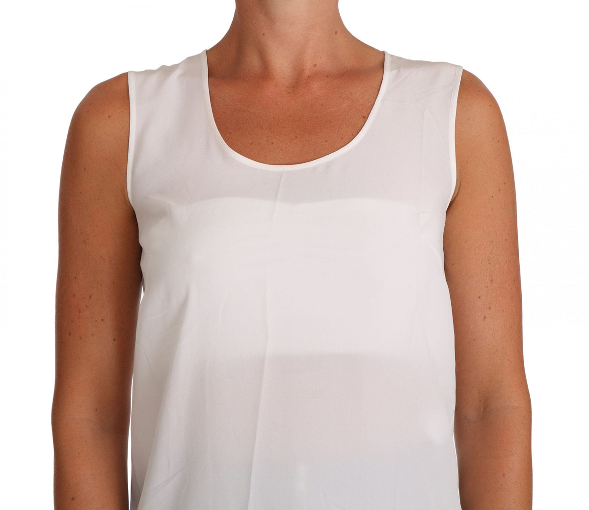 Blusa elegante sin mangas de seda blanca de Dolce &amp; Gabbana